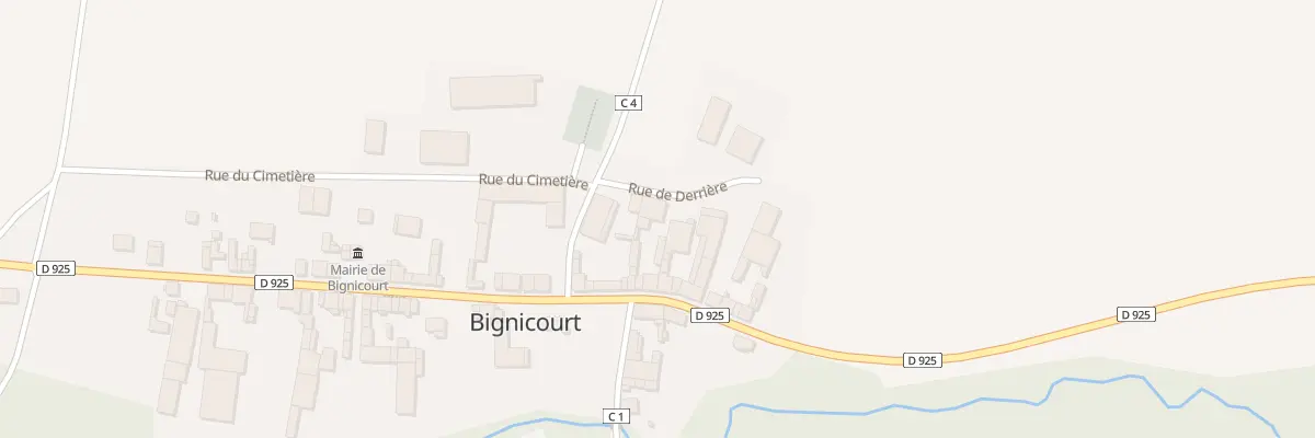 Plan de la Rue de Derriere à Bignicourt