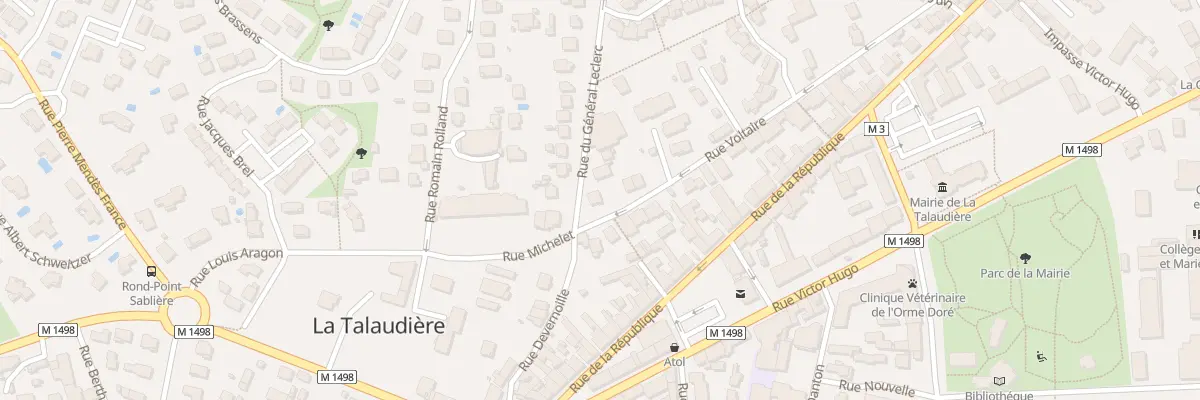 Plan de la Rue Voltaire à La Talaudière