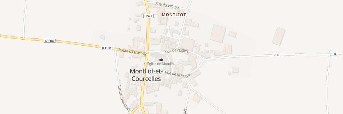 Plan du 1A Rue du Cimetiere (Montliot) à Montliot-et-Courcelles