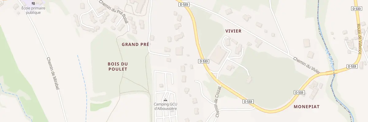 Plan de Rte de Valence à Alboussière
