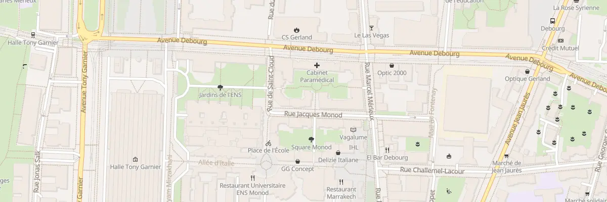 Plan du 5 Rue Jacques Monod à Lyon 7e Arrondissement