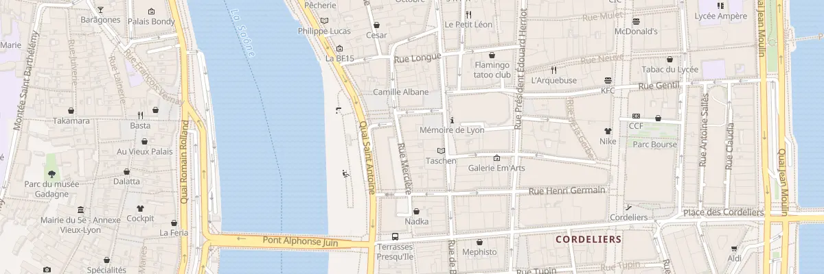 Plan du 3 Rue Mercière à Lyon 2e Arrondissement