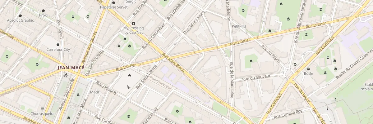 Plan du 16 Rue Domer à Lyon 7e Arrondissement
