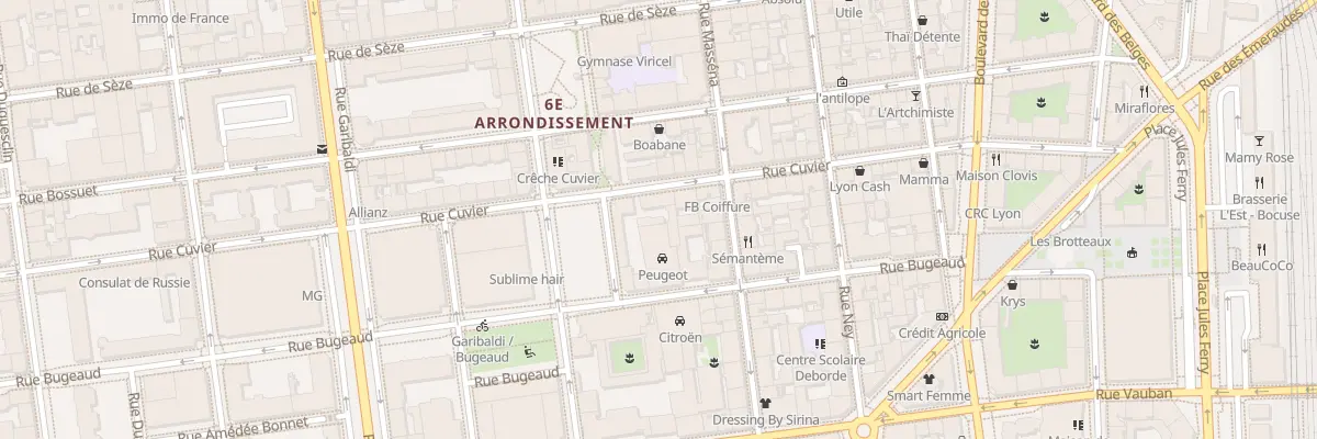 Plan du 156 Rue Cuvier à Lyon 6e Arrondissement