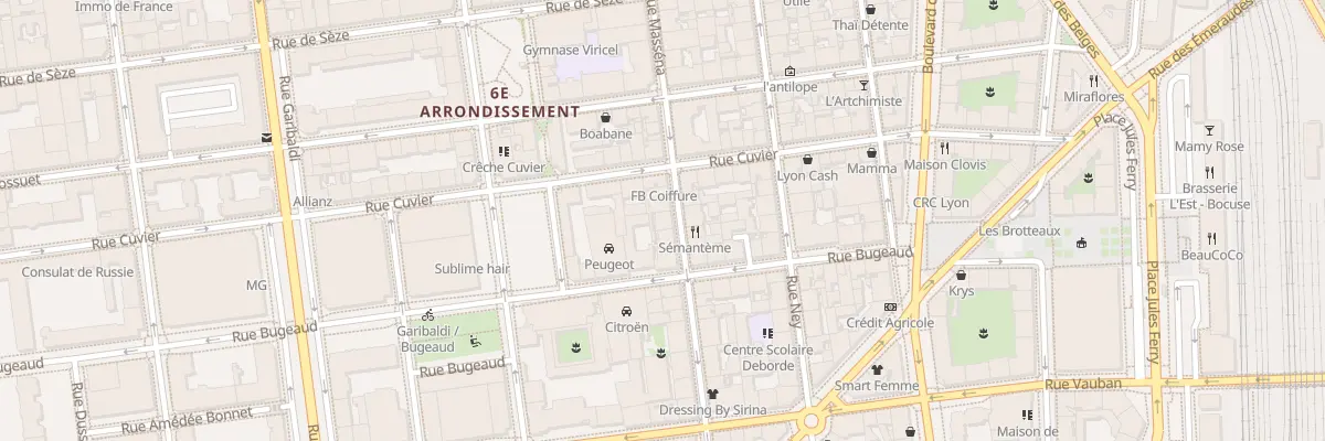 Plan du 72 Rue Masséna à Lyon 6e Arrondissement