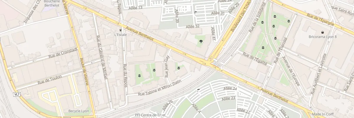 Plan du 8 Rue Sabine et Miron Zlatin à Lyon 8e Arrondissement