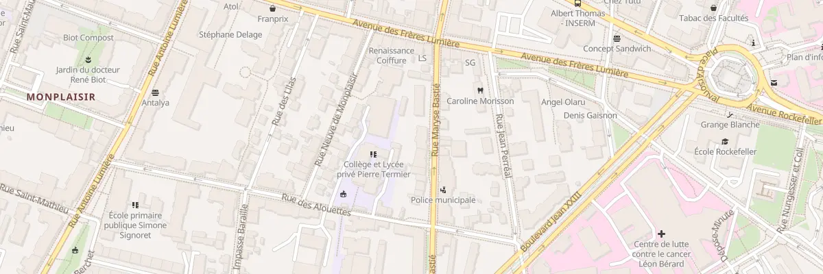 Plan du 10 Rue Maryse Bastié à Lyon 8e Arrondissement