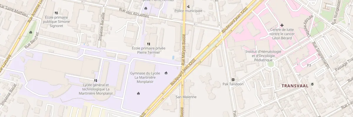 Plan du 30 Rue Maryse Bastié à Lyon 8e Arrondissement