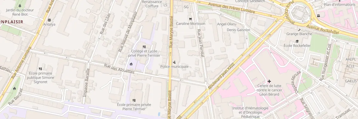Plan du 11 Rue Maryse Bastié à Lyon 8e Arrondissement