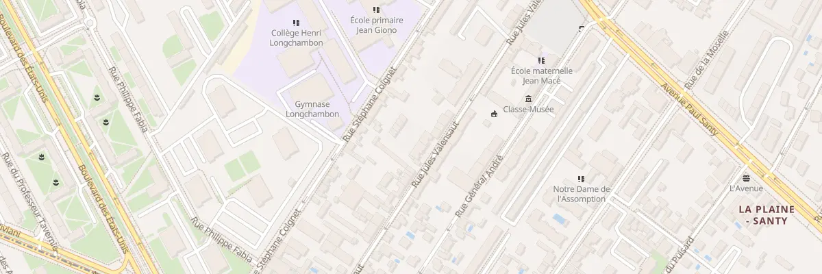 Plan du 20 Rue Jules Valensaut à Lyon 8e Arrondissement
