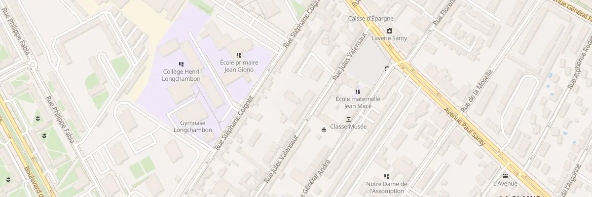 Plan du 12 Rue Jules Valensaut à Lyon 8e Arrondissement