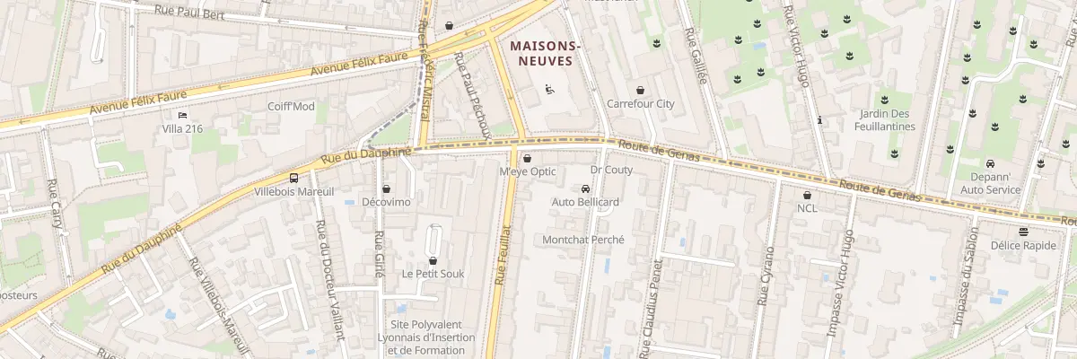 Plan du 1B Rue Feuillat à Lyon 3e Arrondissement
