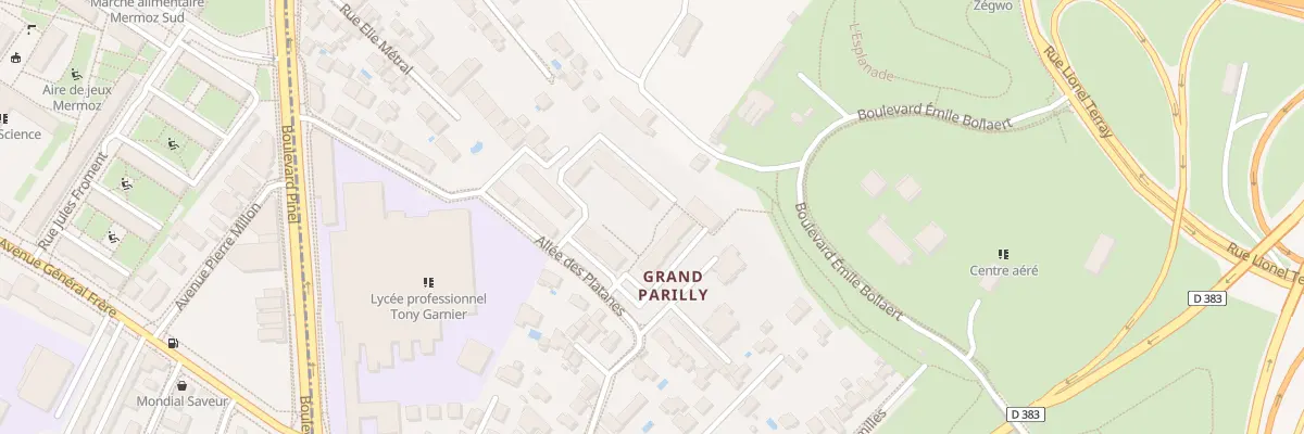 Plan du 15 All des Platanes à Bron