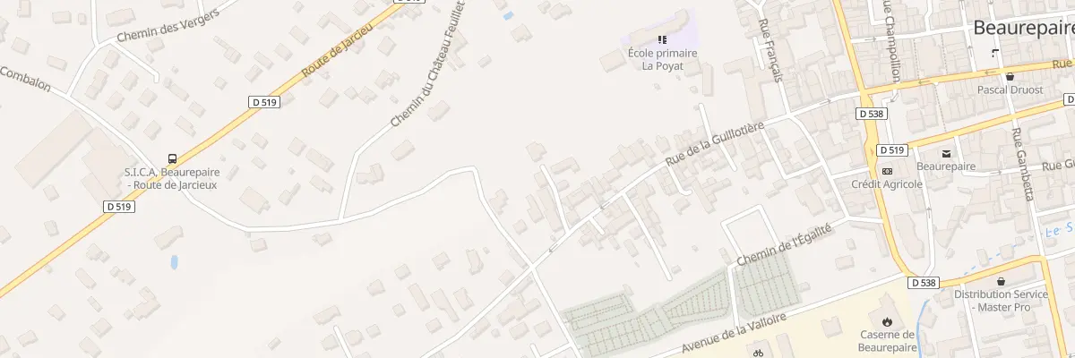 Plan du 9001 Rue de la Guillotiere à Beaurepaire