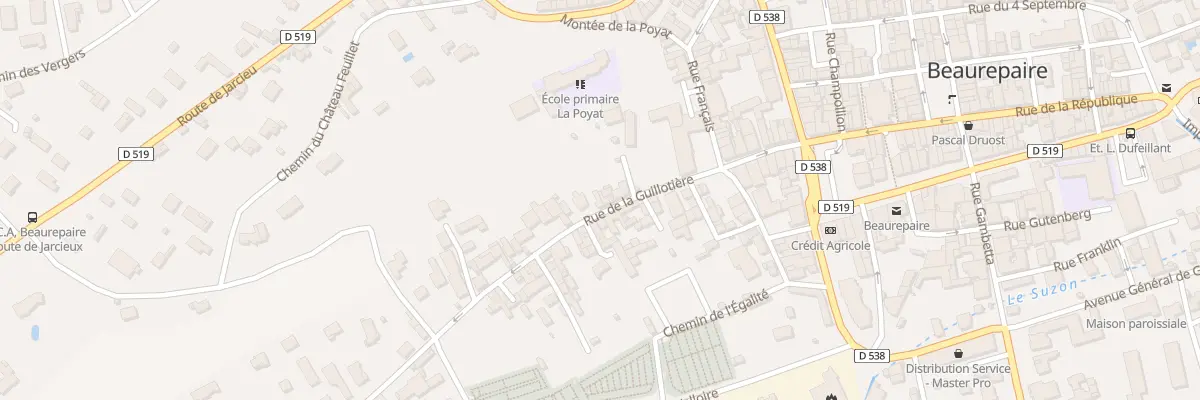 Plan du 8 Rue de la Guillotiere à Beaurepaire