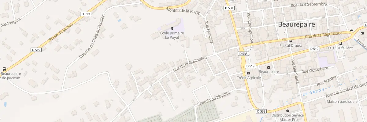 Plan du 2 Rue de la Guillotiere à Beaurepaire