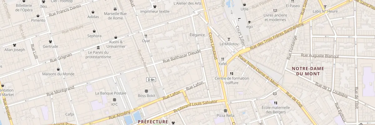 Plan du 22 Rue balthazar dieude à Marseille 6e Arrondissement