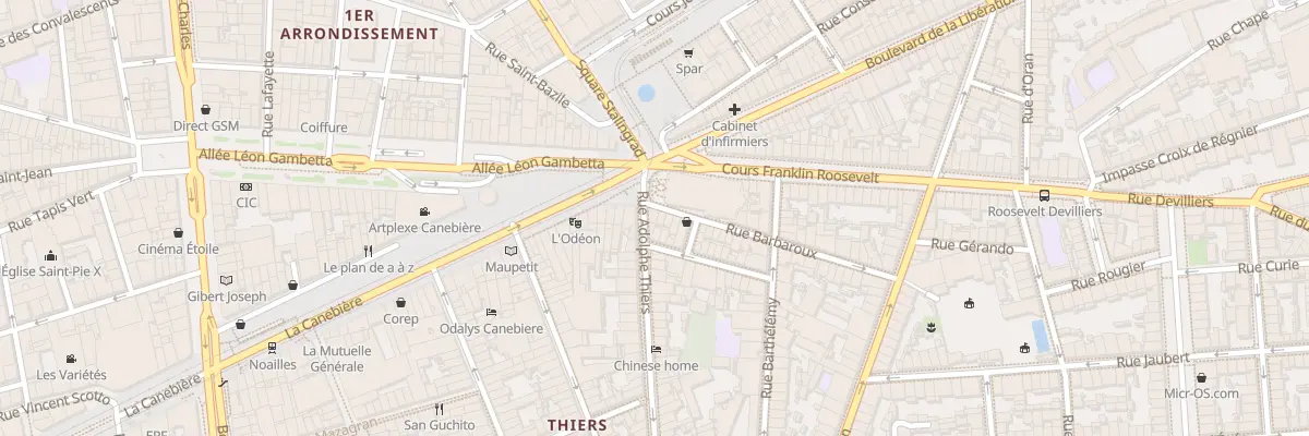 Plan du 1 Rue adolphe thiers à Marseille 1er Arrondissement