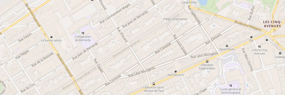 Plan du 92 Bd Longchamp à Marseille 1er Arrondissement