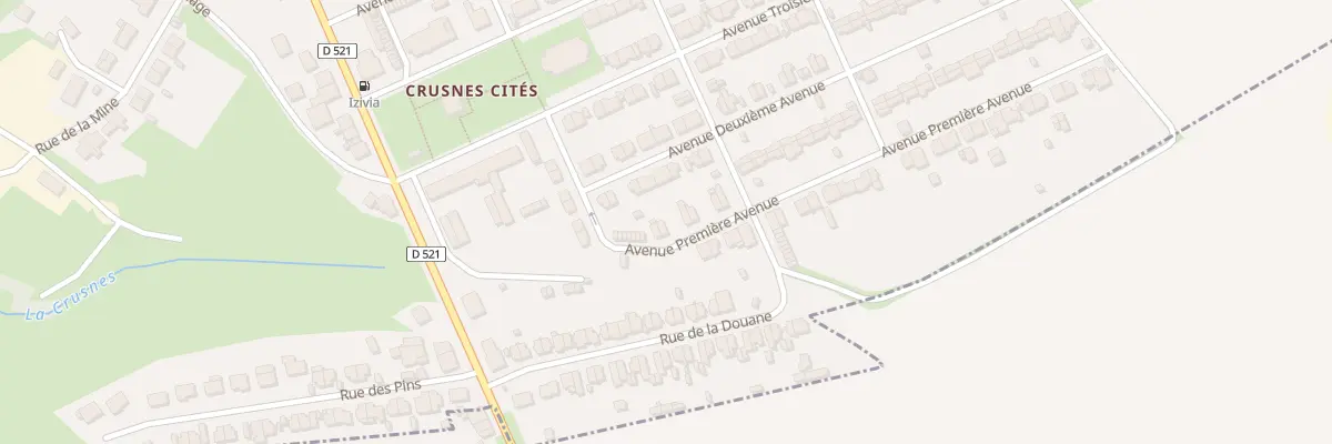 Plan du 7 Av Première Avenue à Crusnes