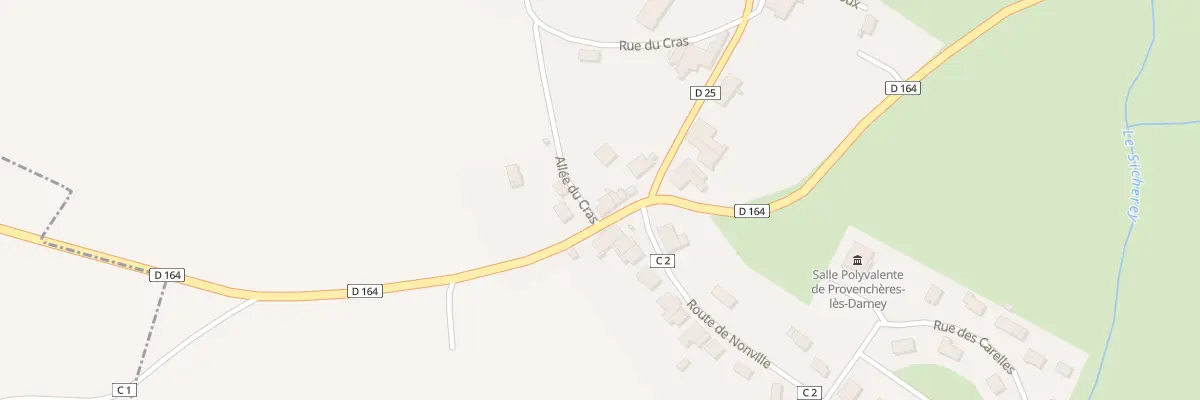 Plan de Rte de Contrexéville à Provenchères-lès-Darney