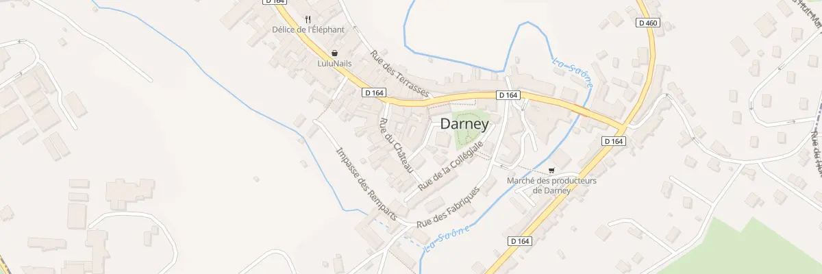 Plan de la Place de la Collégiale à Darney