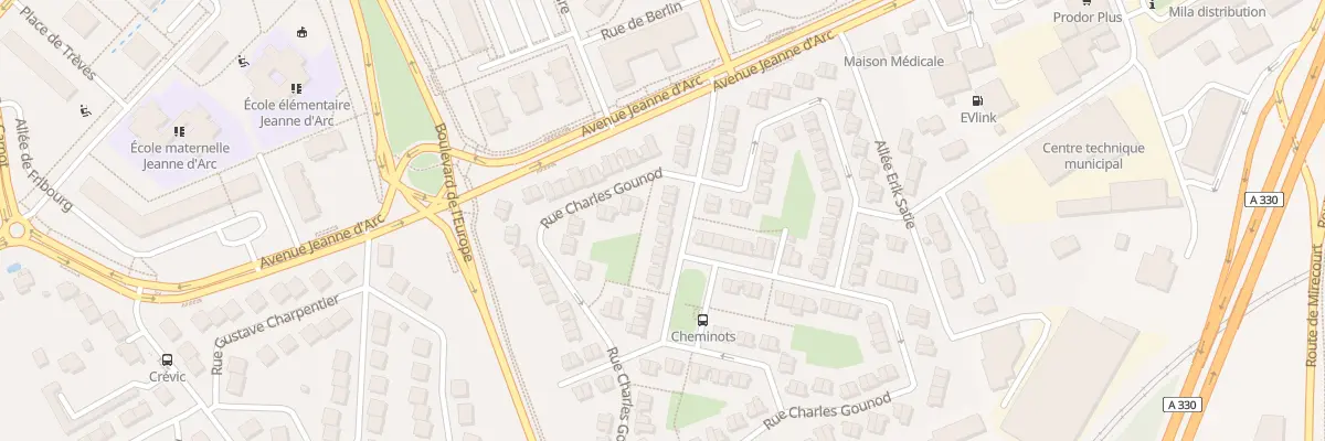 Plan du 16 Rue Emmanuel Chabrier à Vandœuvre-lès-Nancy