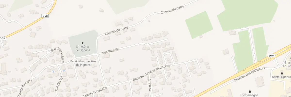 Plan de la Rue Paradis à Pignans