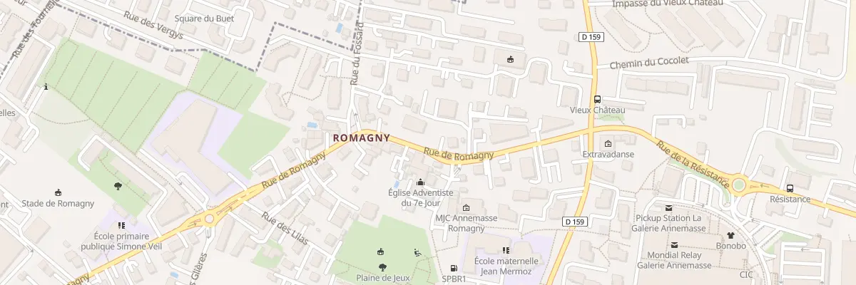 Plan de la Rue de Romagny à Annemasse