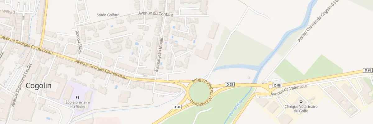 Plan de la Route Nationale 98 à Cogolin
