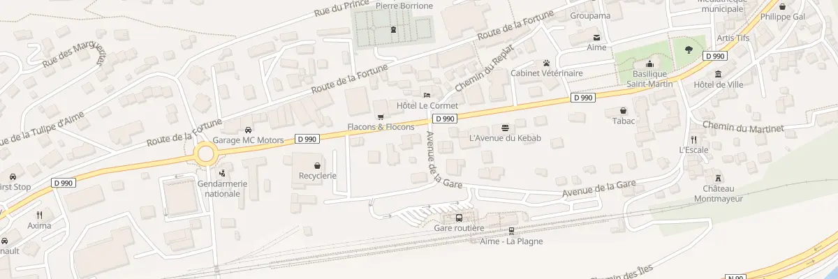 Plan du 14 Av de la Gare à Aime-la-Plagne