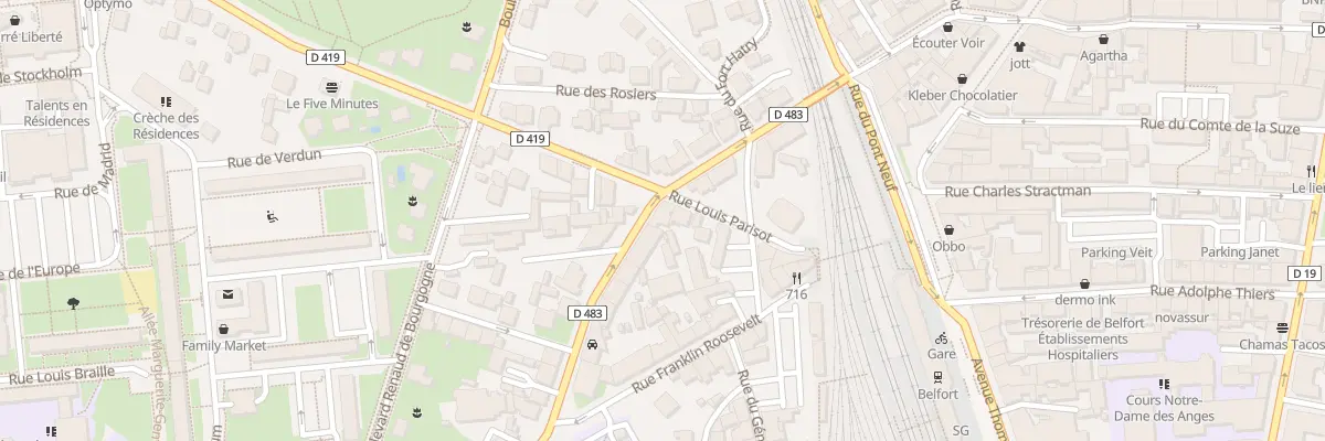 Plan du 1 Fg de Lyon à Belfort