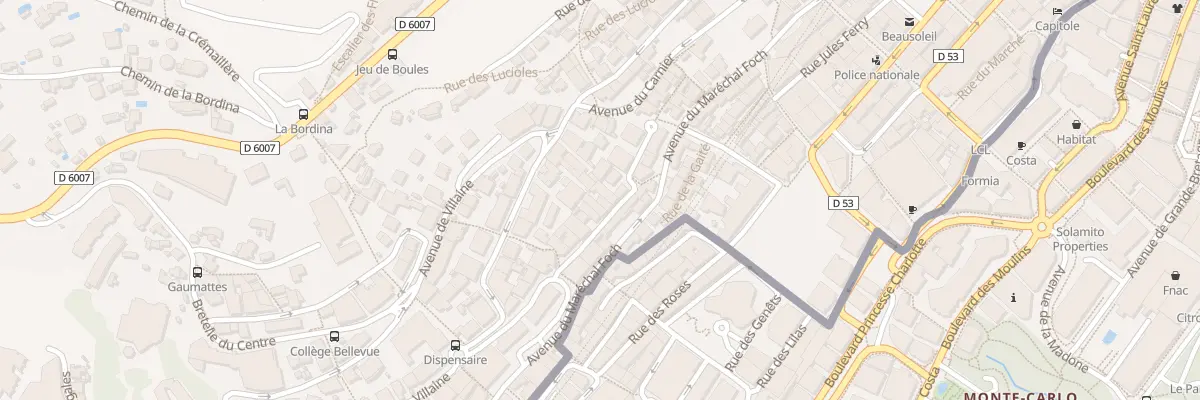 Plan du 12 Rue du Pfr Calmette à Beausoleil