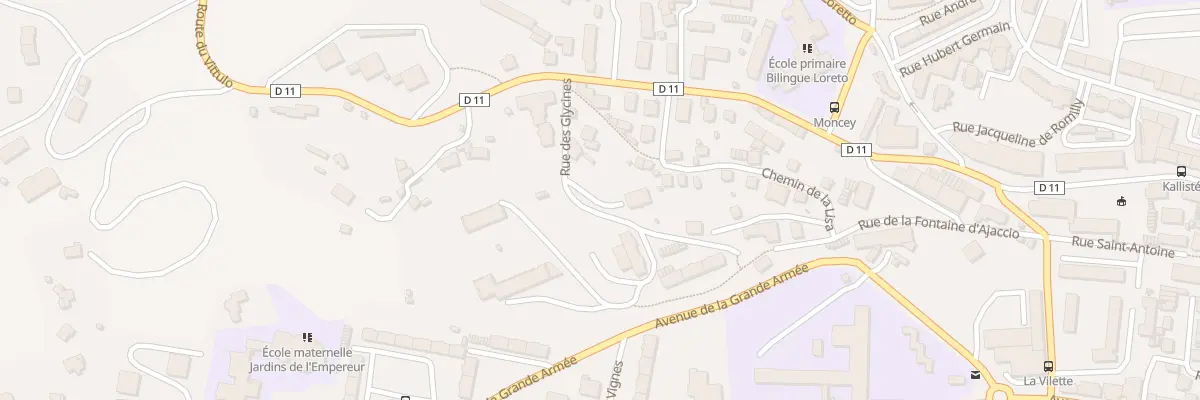 Plan du 9021 Rte Vittulo-Parc Saint Lucie à Ajaccio
