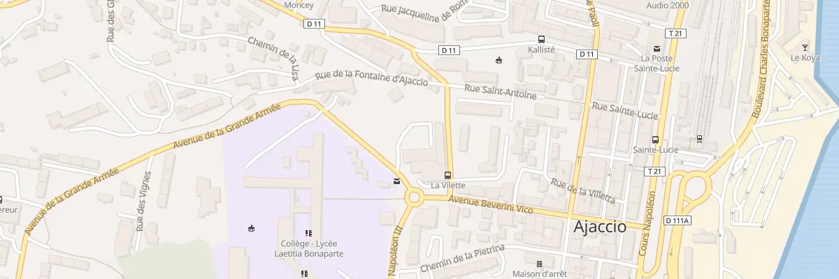 Plan de Av de la Grande Armée à Ajaccio