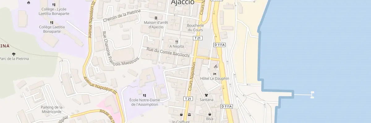 Plan du 1 Rue Comte Bacciochi à Ajaccio